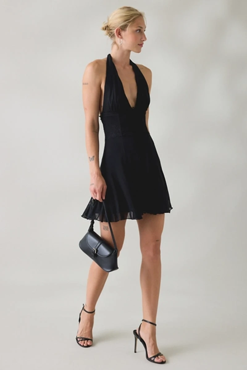 Kimchi Blue First Dance Plunging Halter Neck Mini Dress