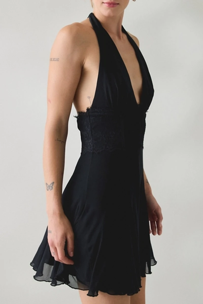 Kimchi Blue First Dance Plunging Halter Neck Mini Dress