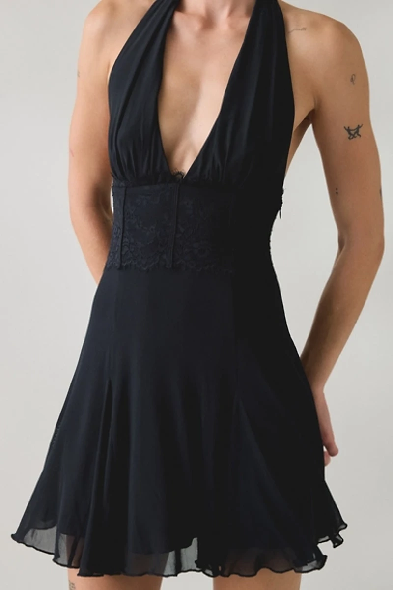 Kimchi Blue First Dance Plunging Halter Neck Mini Dress