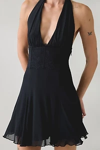Kimchi Blue First Dance Plunging Halter Neck Mini Dress