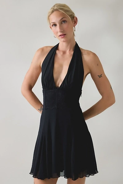 Kimchi Blue First Dance Plunging Halter Neck Mini Dress