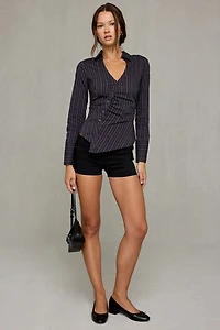 UO Leilani Asymmetric Slim Button Down Shirt