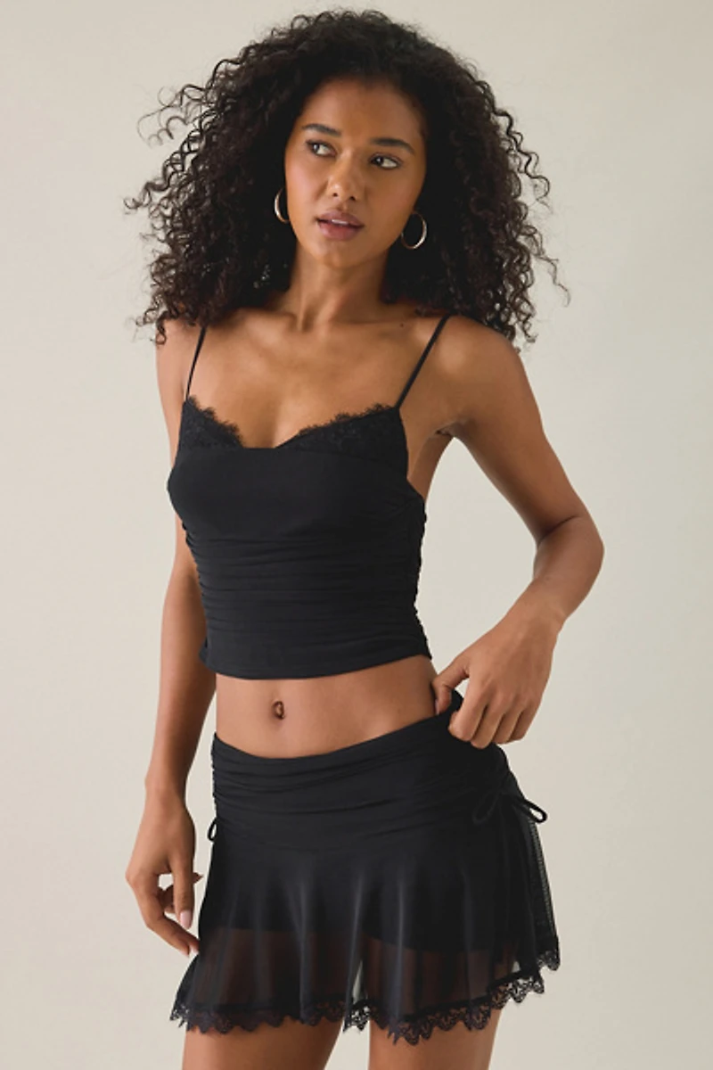 UO Peek-A-Boo Semi-Sheer Mesh Skort 2-Piece Set