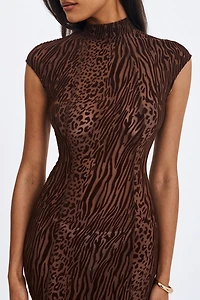 Miss Circle Tyanna Burnout Velvet Mesh Maxi Dress