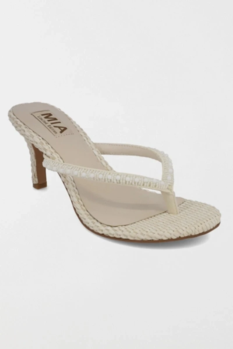MIA Zilvia Beaded Thong Kitten Heel Sandal
