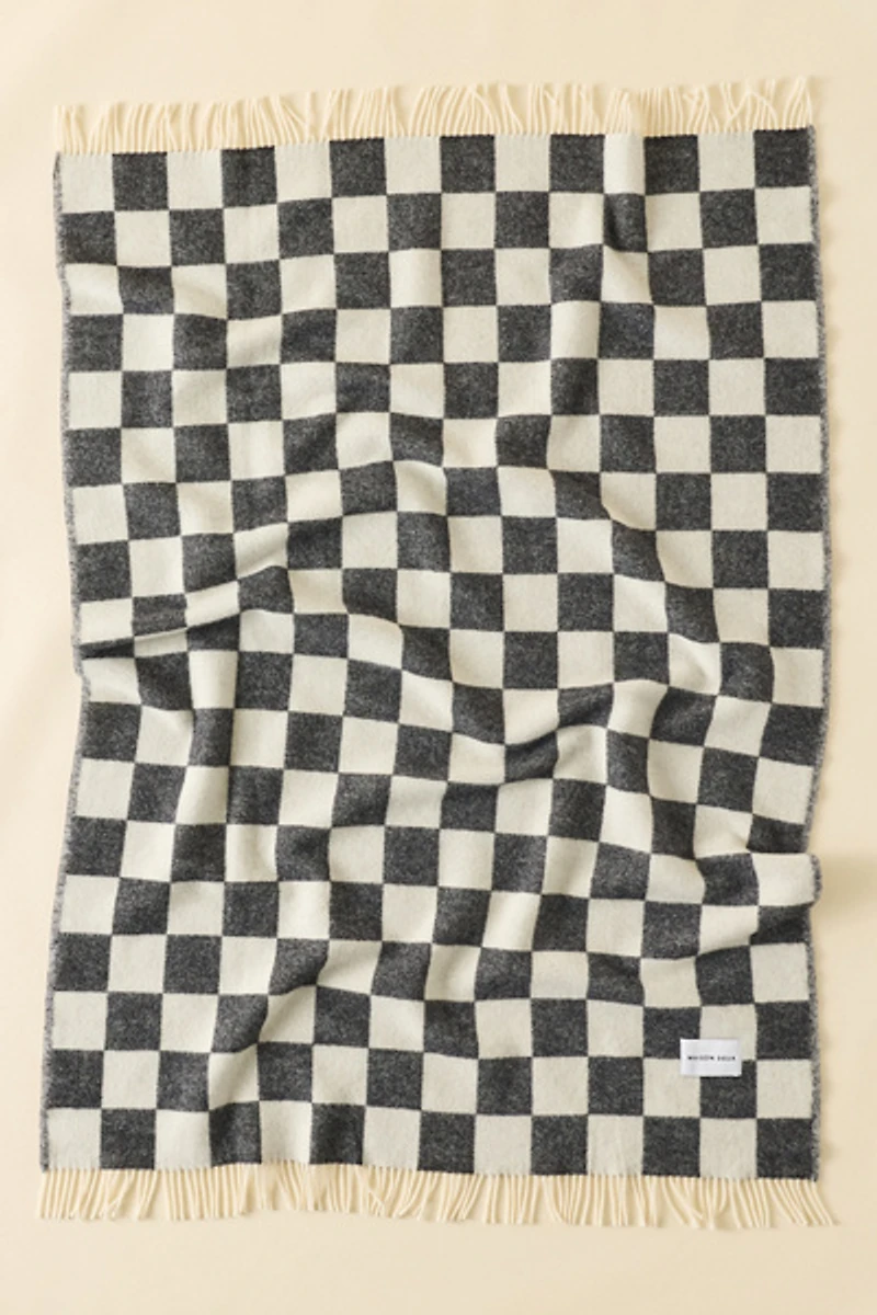 Maison Deux Checkerboard Wool Throw Blanket