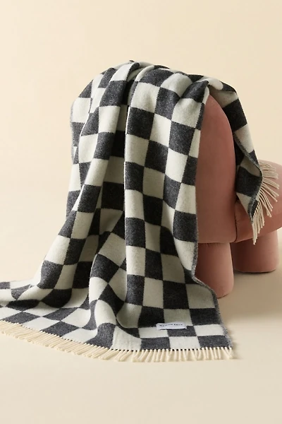 Maison Deux Checkerboard Wool Throw Blanket