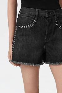 AllSaints Heidi Studded High-Rise Denim Shorts