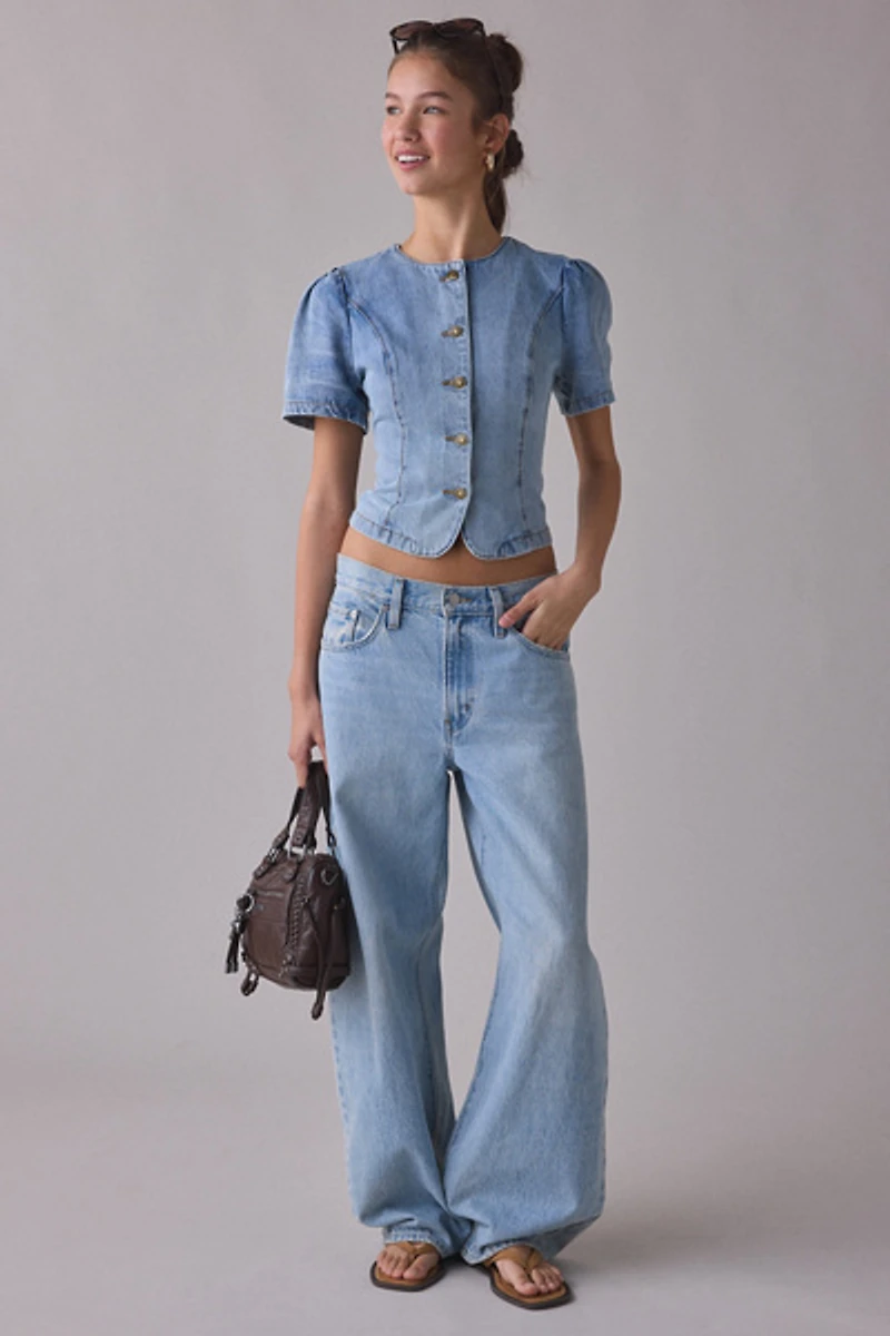 Lioness Femme Short Sleeve Button-Front Blouse