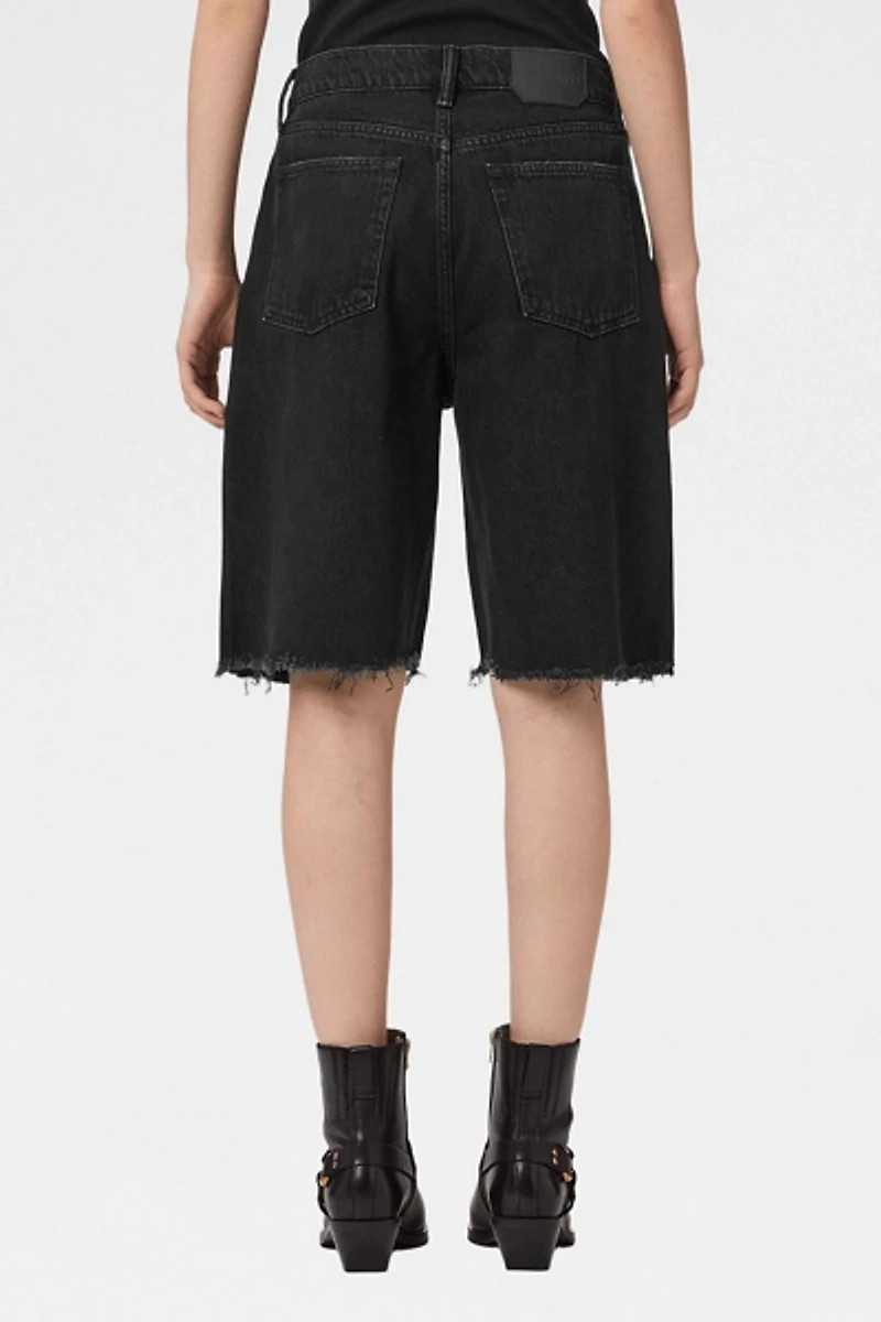 AllSaints Aki Crossover Wide Leg Denim Shorts