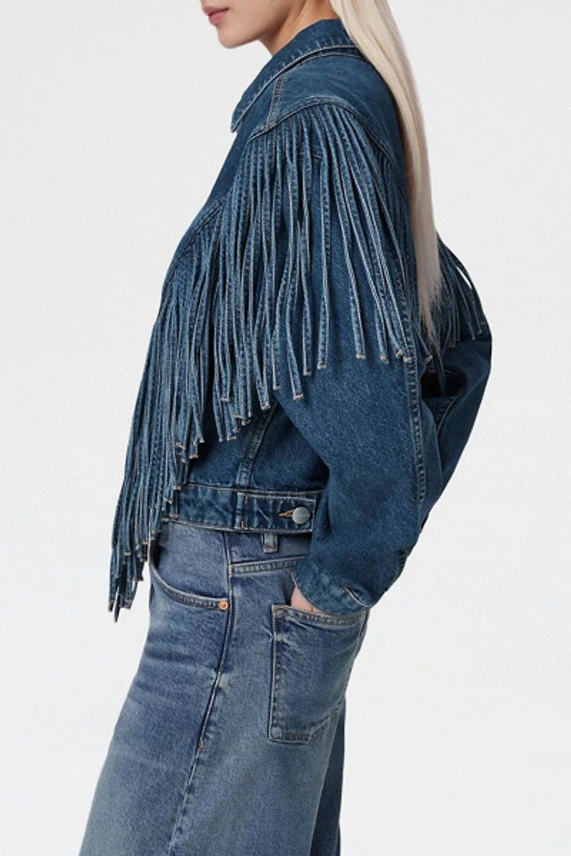 AllSaints Marlene Western Tassel Denim Jacket