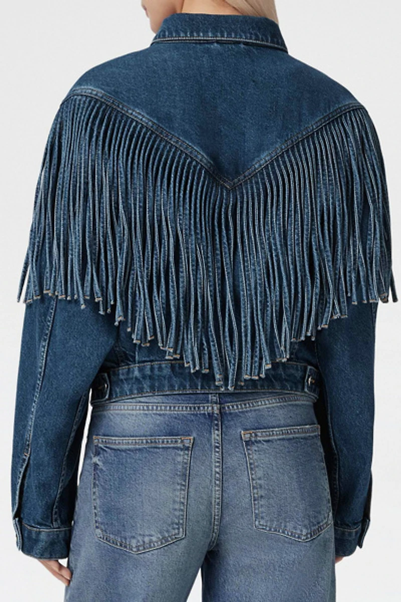 AllSaints Marlene Western Tassel Denim Jacket