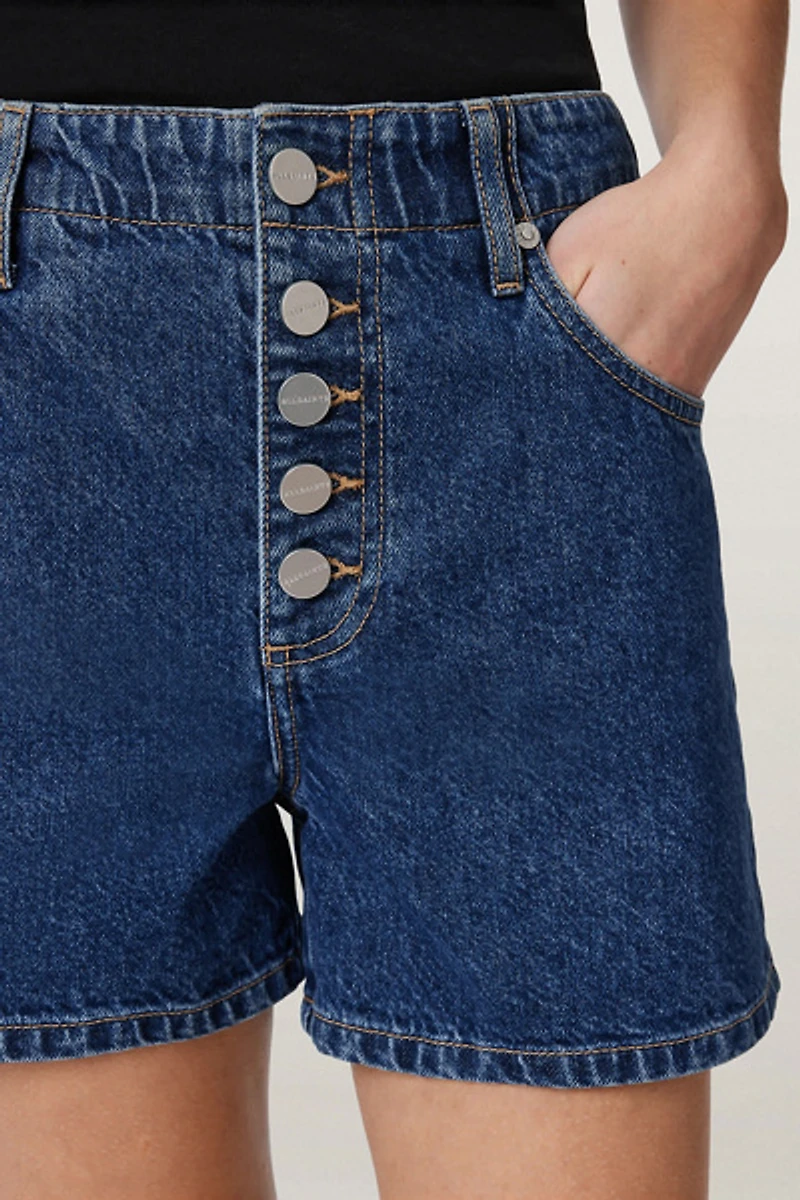 AllSaints Tay Button Fly Mid-Rise Denim Shorts