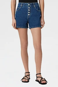AllSaints Tay Button Fly Mid-Rise Denim Shorts