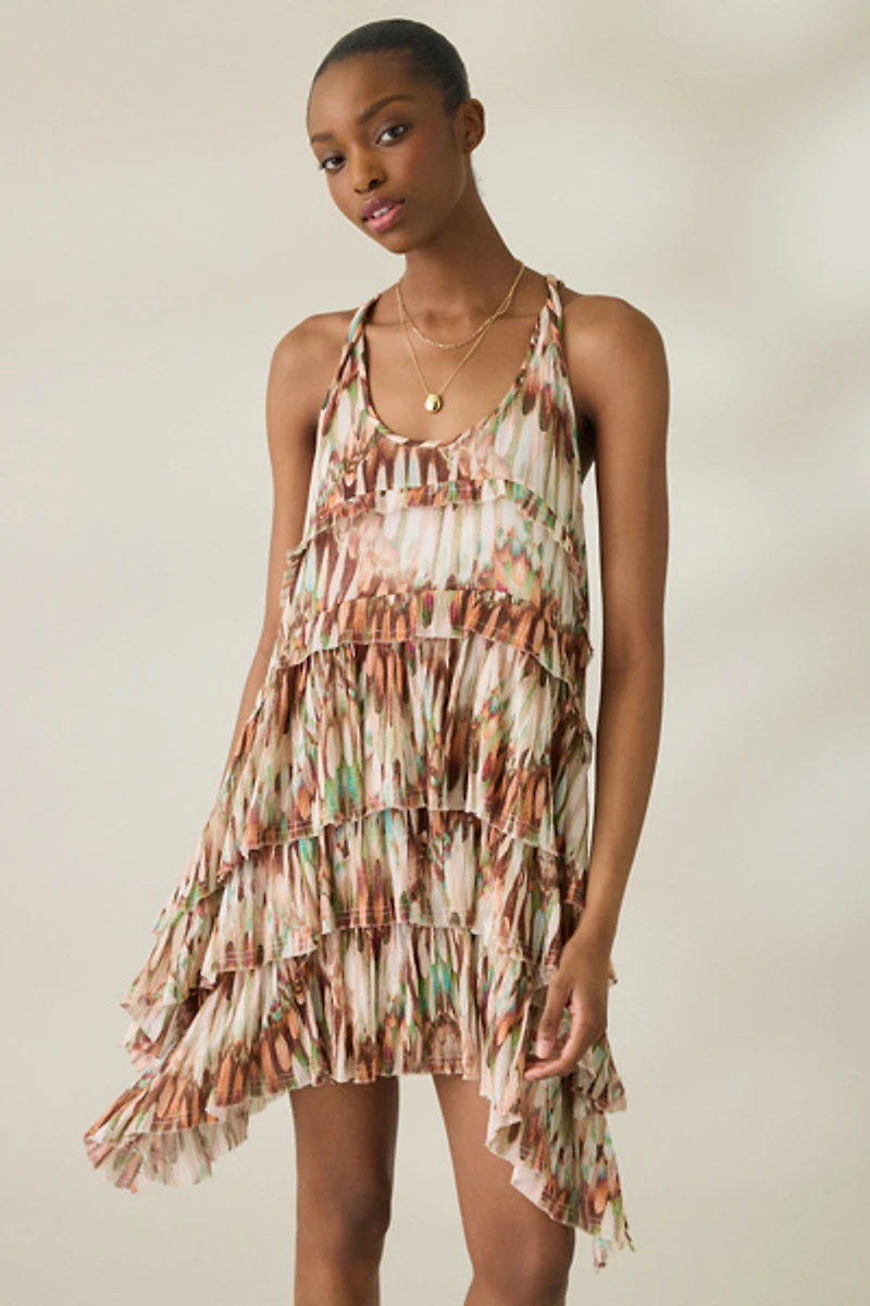 AllSaints Cavalry Relaxed Fit Tiered Mini Dress