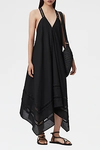 AllSaints Lil Ladder Trim Hanky Hem Midi Dress