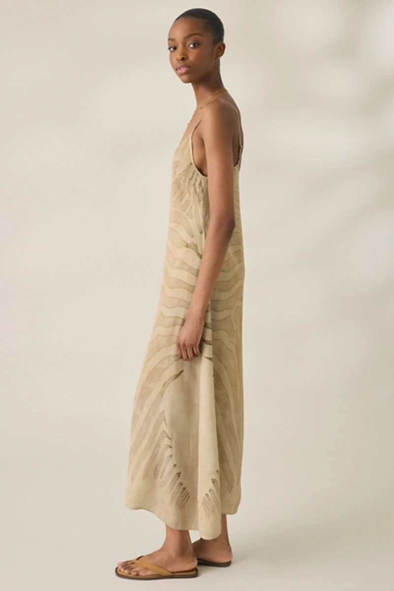 AllSaints Leona Zebra Bias Cut Slip Maxi Dress