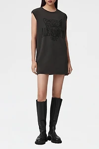 AllSaints Wild Brooke Graphic Relaxed Fit Tee Mini Dress