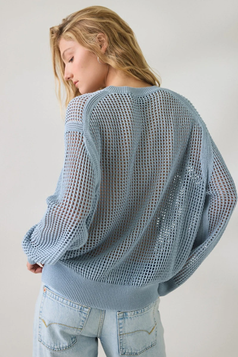 AllSaints Raelyn Open Stitch Knit Crew Neck Sweater