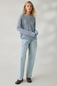 AllSaints Raelyn Open Stitch Knit Crew Neck Sweater