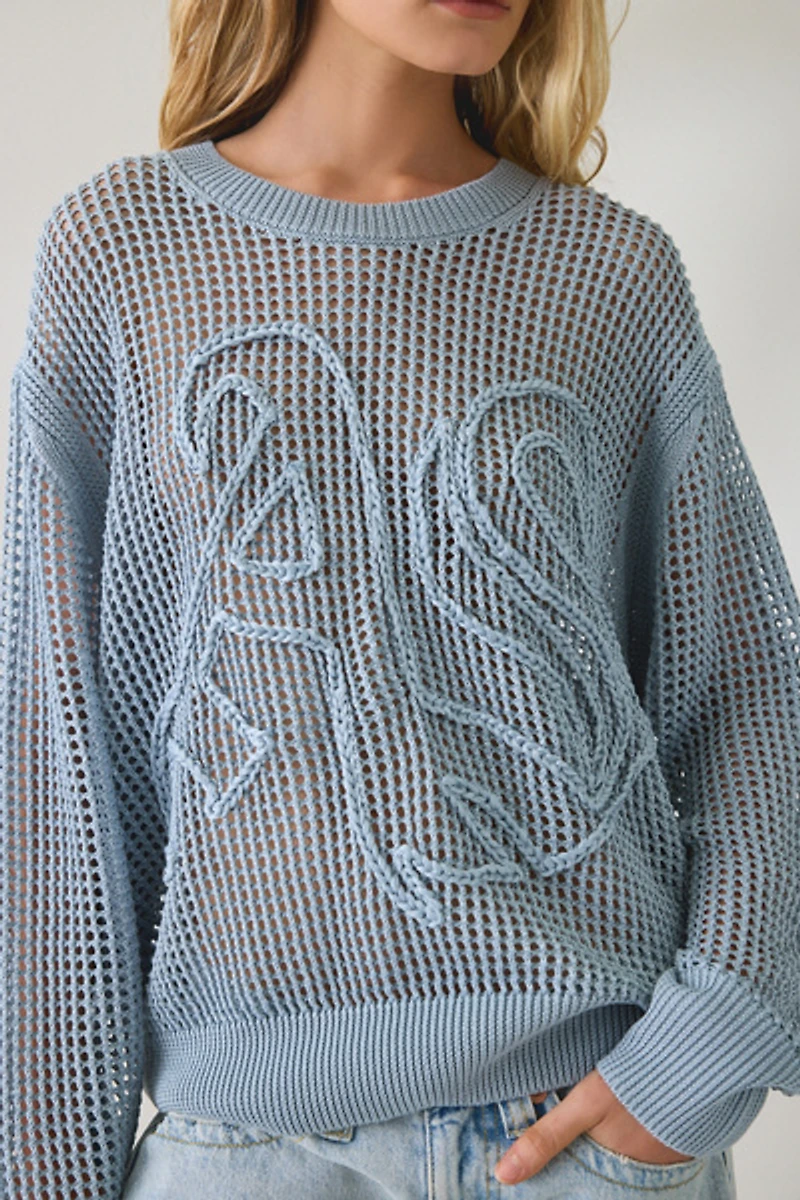 AllSaints Raelyn Open Stitch Knit Crew Neck Sweater