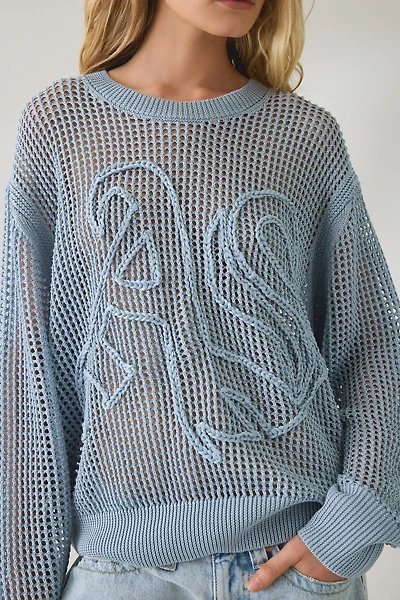 AllSaints Raelyn Open Stitch Knit Crew Neck Sweater