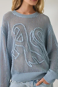 AllSaints Raelyn Open Stitch Knit Crew Neck Sweater