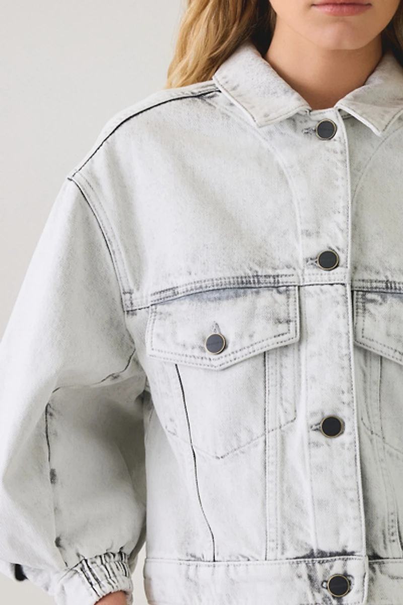 AllSaints Luca Short Sleeve Cropped Denim Jacket