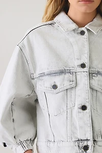AllSaints Luca Short Sleeve Cropped Denim Jacket