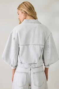 AllSaints Luca Short Sleeve Cropped Denim Jacket
