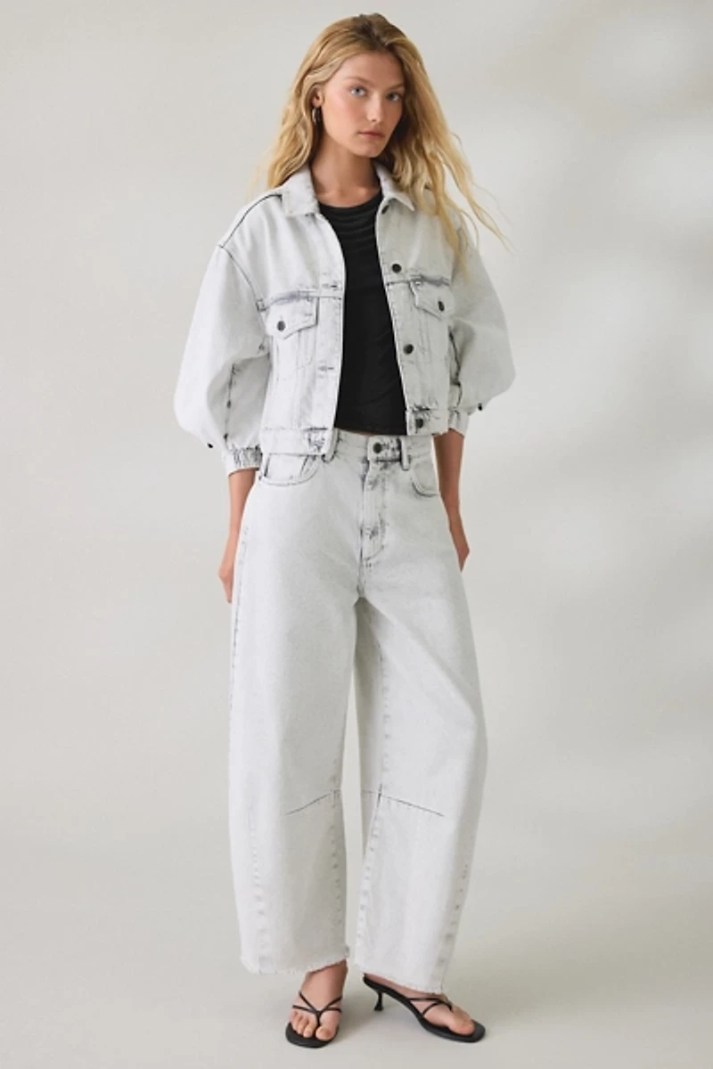 AllSaints Luca Short Sleeve Cropped Denim Jacket