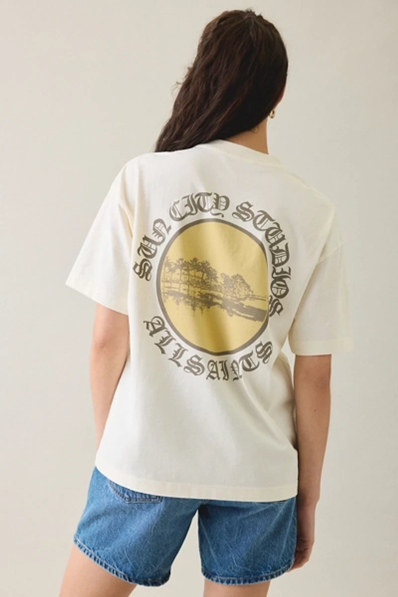 AllSaints Etta Sun City Graphic Oversized Tee