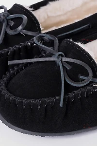 Minnetonka Cally Faux Fur Suede Moccasin Slipper