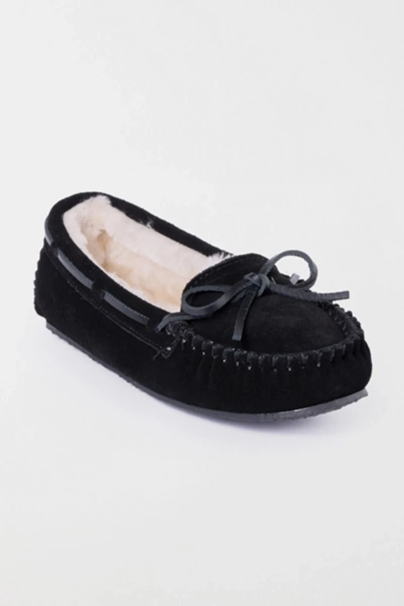 Minnetonka Cally Faux Fur Suede Moccasin Slipper