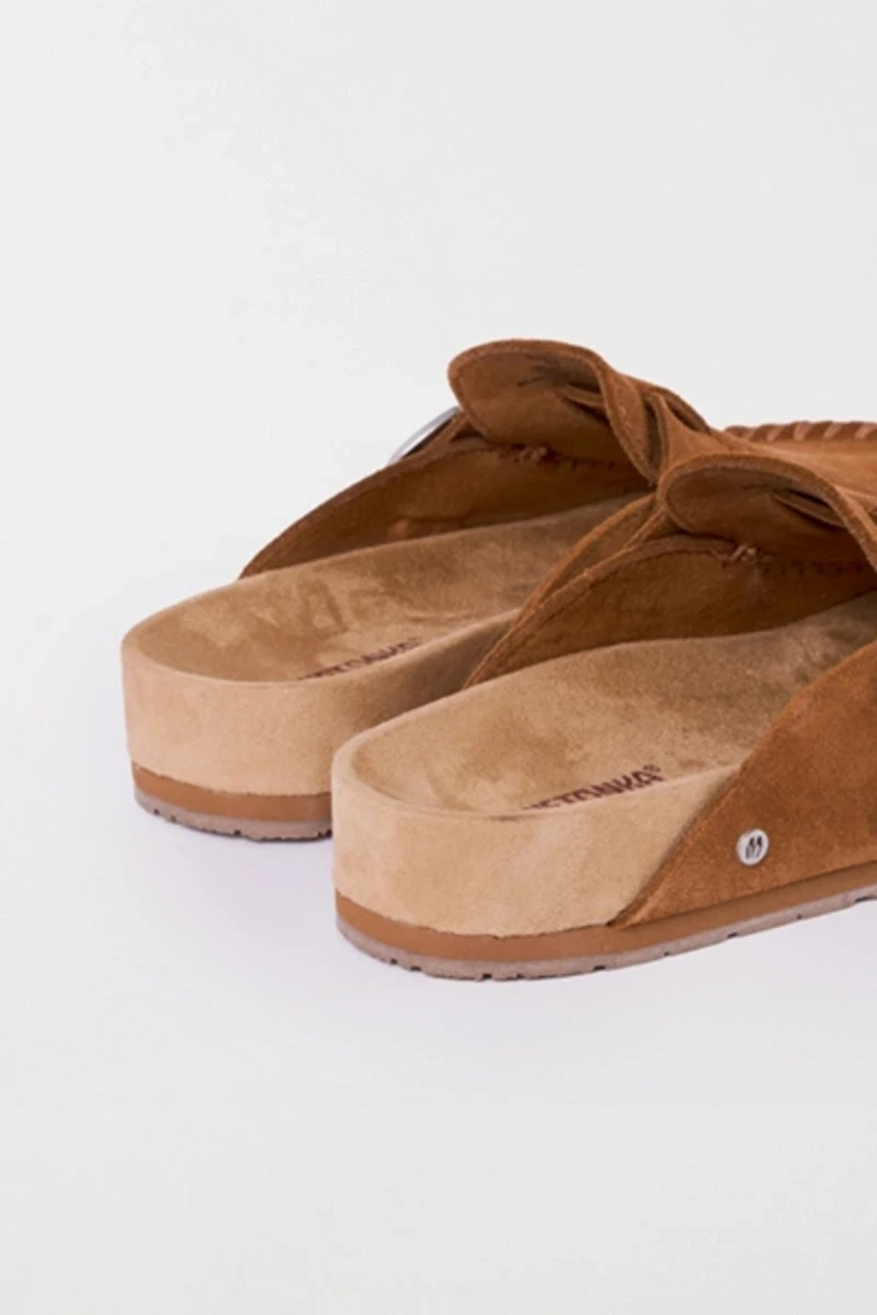 Minnetonka Suede Buckle Clog