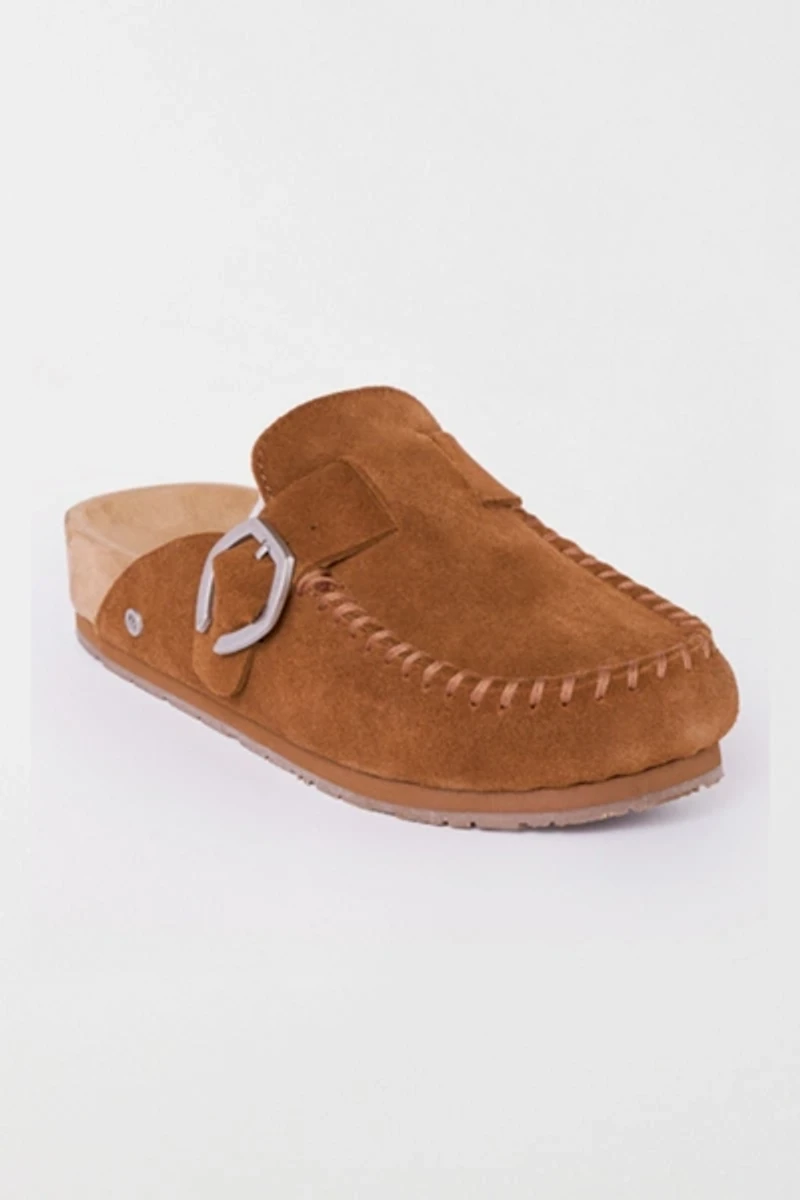 Minnetonka Suede Buckle Clog