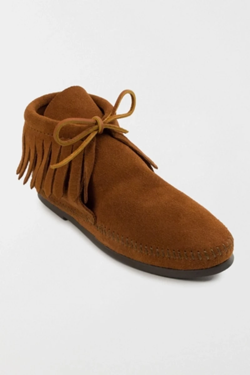 Minnetonka Suede Classic Fringe Moccasin Boot