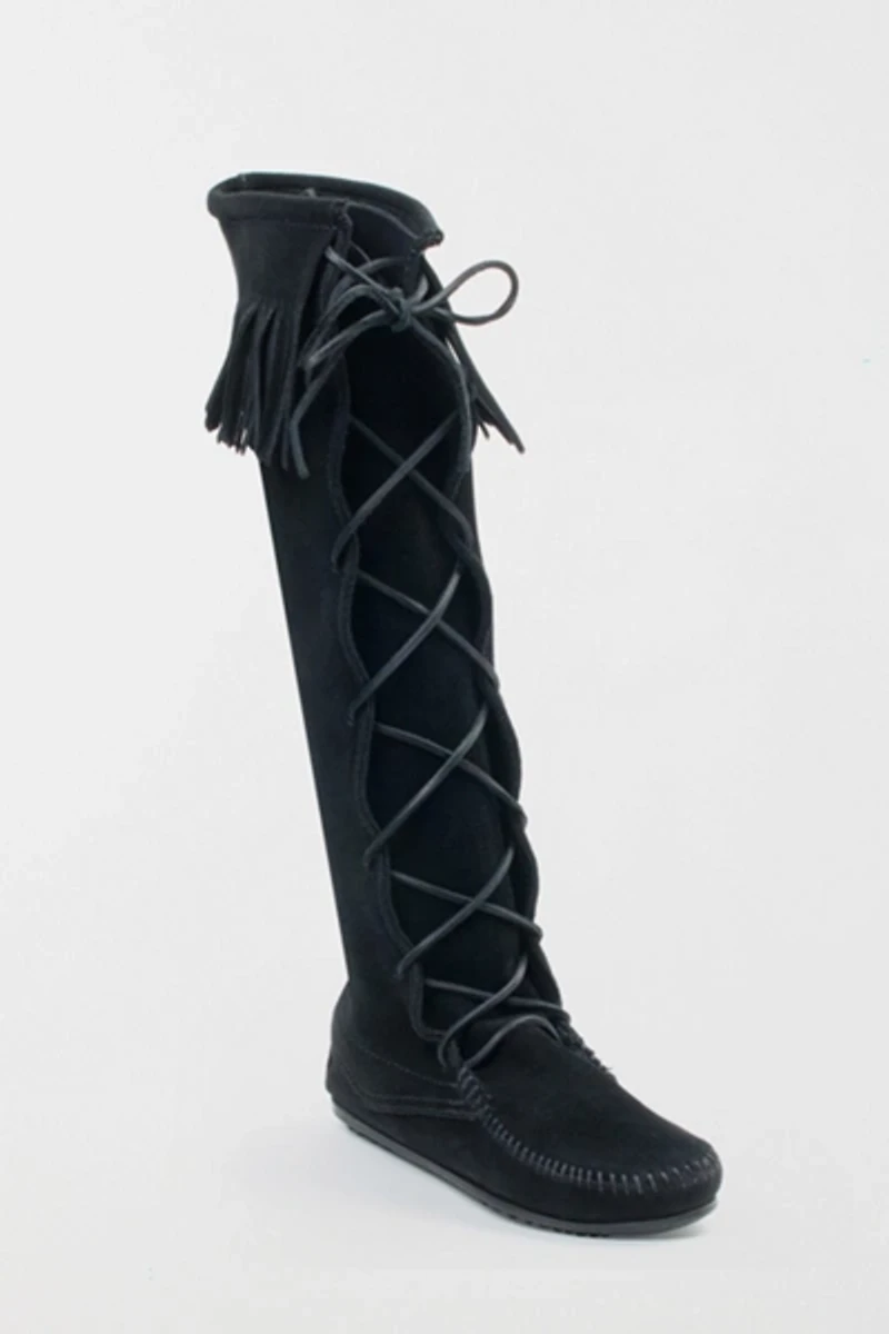 Minnetonka Suede Lace-Up Moccasin Boot