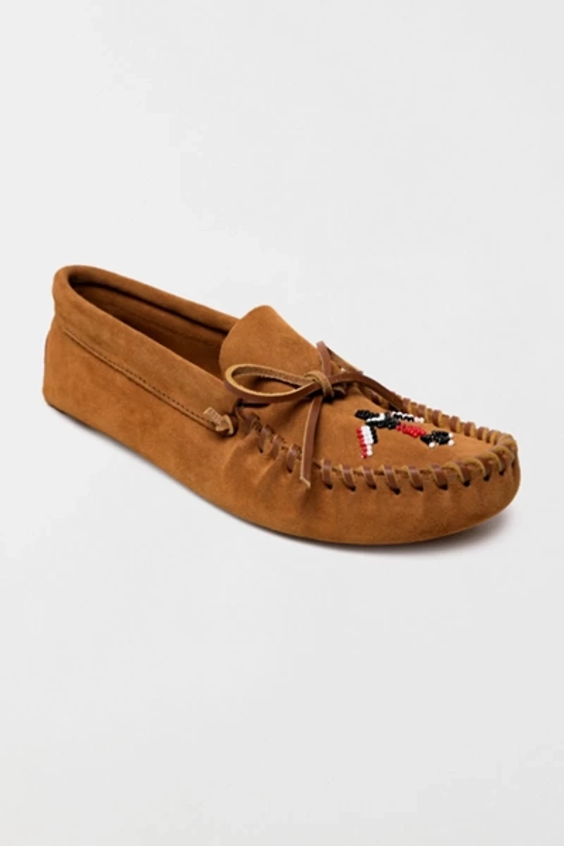 Minnetonka Men's Thunderbird Animikii Suede Beaded Softsole Moccasin