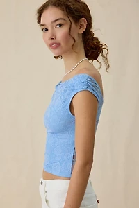 UO Fia Lace Off-The-Shoulder Crop Top