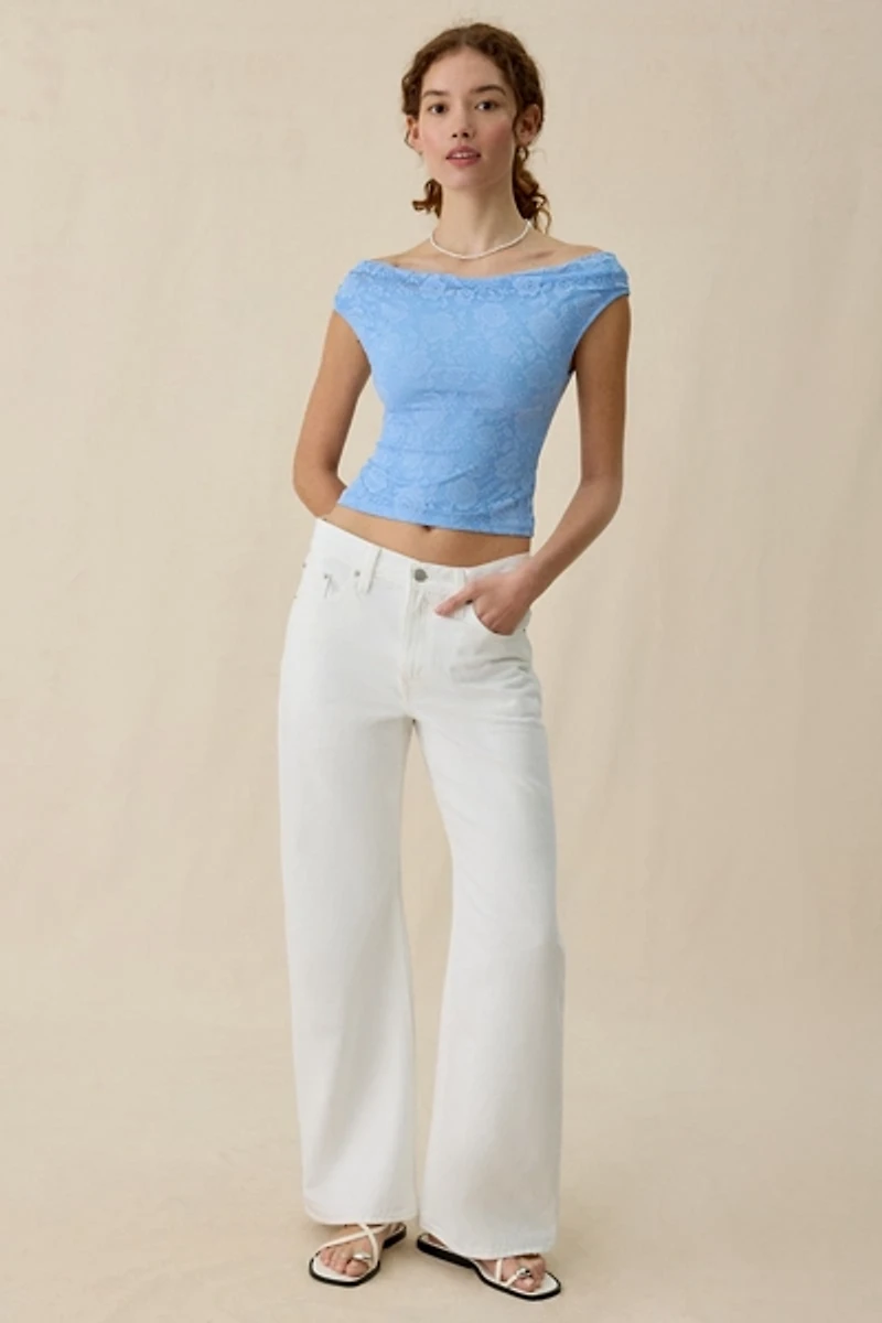 UO Fia Lace Off-The-Shoulder Crop Top