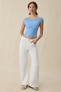 UO Fia Lace Off-The-Shoulder Crop Top