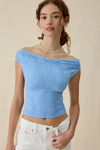 UO Fia Lace Off-The-Shoulder Crop Top
