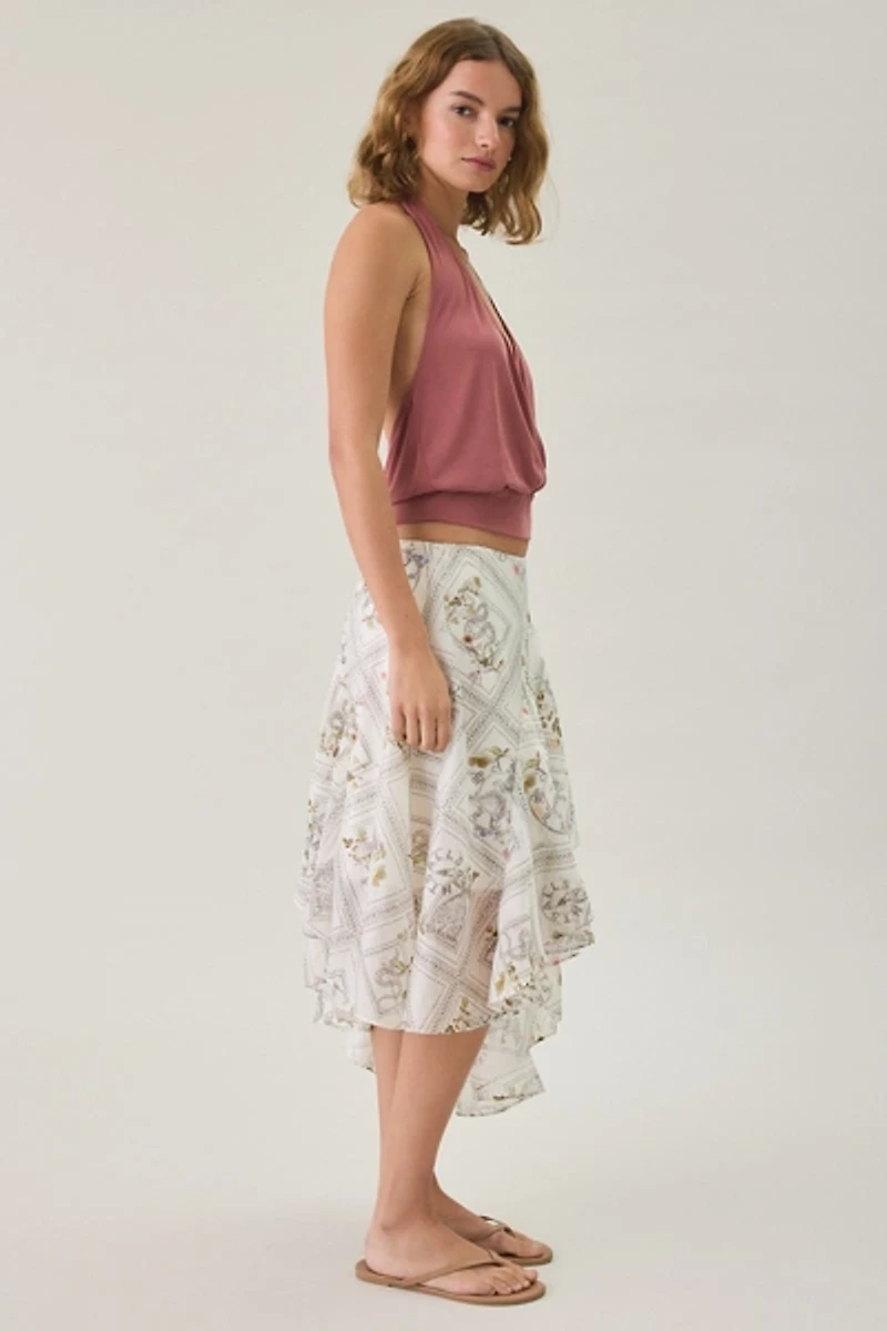 AllSaints Manoy Scarf Print Asymmetric Midi Skirt