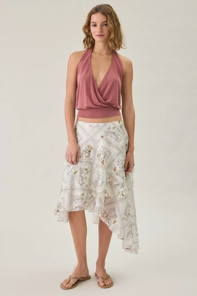 AllSaints Manoy Scarf Print Asymmetric Midi Skirt