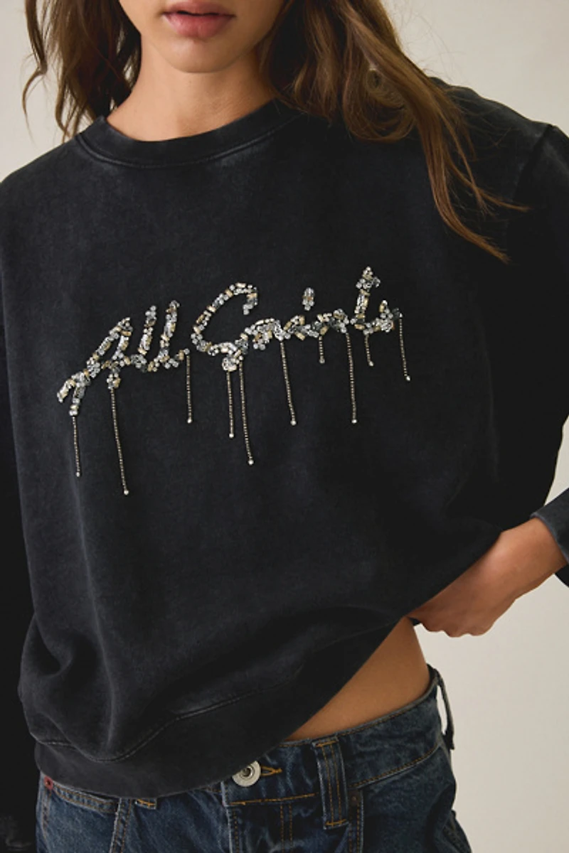 AllSaints Pippa Chains Embellished Graphic Crew Neck Pullover