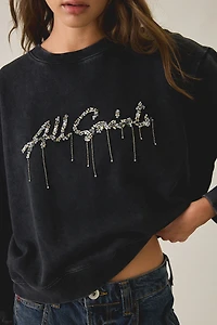 AllSaints Pippa Chains Embellished Graphic Crew Neck Pullover