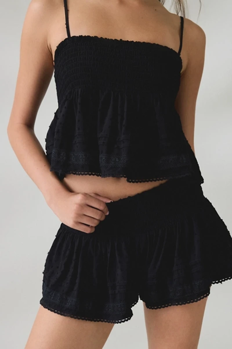 Kimchi Blue Coffee Date Flutter Lace Trim Shorts 2-Piece Set