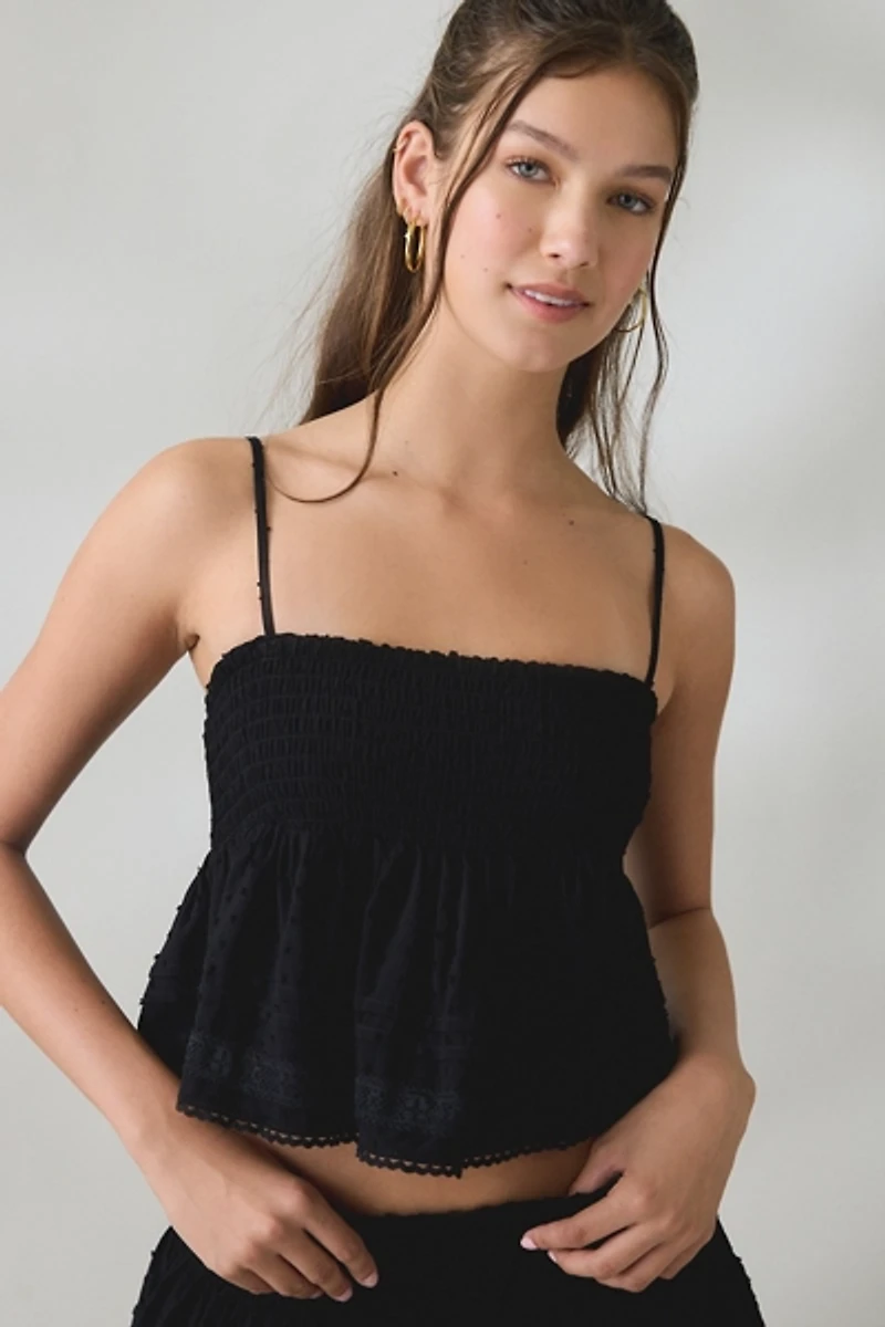 Kimchi Blue Coffee Date Flutter Lace Trim Shorts 2-Piece Set