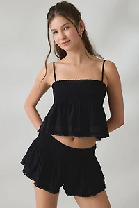 Kimchi Blue Coffee Date Flutter Lace Trim Shorts 2-Piece Set